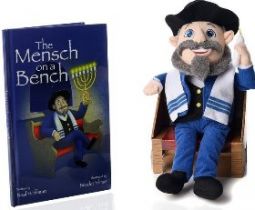 The Mensch on a Bench Hanukkah Decor with Hardcover Book and Removable Bench