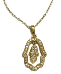 CZ Hamsa Necklace Gold Filled Made in Israel