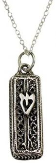 926 Sterling Silver Shin Filigree Mezuzah with Sterling Silver Chain