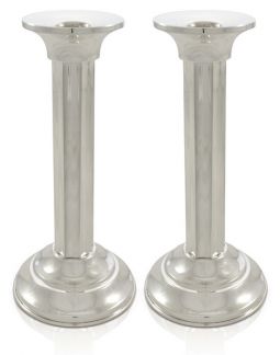925 Sterling Silver Shabbat Candlesticks Candleholders Antique Column Style Made in Israel By NADAV