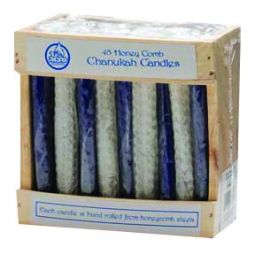 Chanukah Candles - Honeycomb Beeswax Blue / White or Multicolor