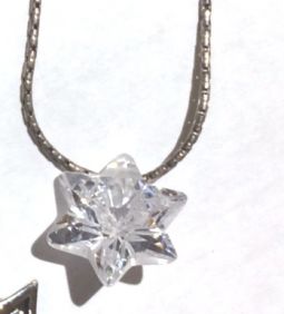 925 Sterling Silver White Crystal Star of David Necklace 16"