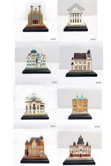Jewish Resin Collectibles Paperweights "Synagogues of Eastern Europe" Set of 8 - 3" each