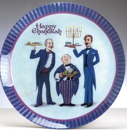 Round Glass "Chanukah Butlers" TM Serving Tray 12"