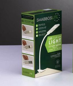The SHABBOSLITE LED Clip-on Shabbat Light Lamp with 110 /220 Adaptor