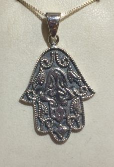 Sold out 925 Sterling Silver Antique Hamsa Pendant 1.3" Necklace Made in Israel