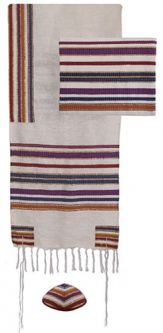 Emanuel Handwoven Multicolor Tallit Set of 3 Made in Israel 70" x 20"