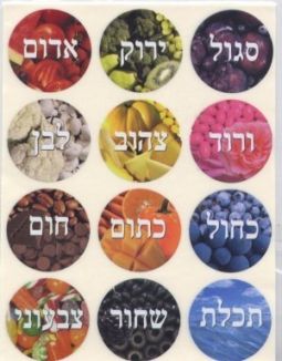 Hebrew Vocabulary Jewish Stickers - COLORS - Set of 80