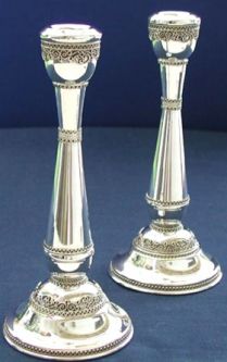 925 Sterling Silver Filigree Candlesticks 5.5" Hand Made in Israel by Zadok