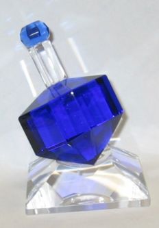Blue Crystal Dreidel with Crystal Base Comes in Gift Box