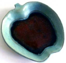 ONLY ONE LEFT Apple Dish Green Glaze Hand Made Ceramic by Dani & Sharon Goren