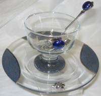 Glass Honey Dish & Apple Plate - Made in Israel by Lily ART