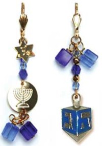 Chanukah Leverback Earrings Gold Plated Earwires By Susan Fischer Weis