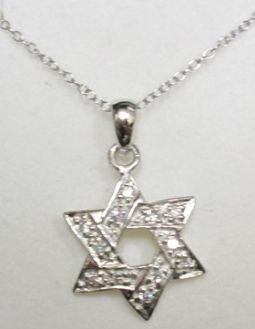 925 Sterling Silver CZ Star of David Pendant Necklace Design may vary
