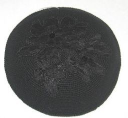 Designer Black Lace Crochet Beads Women's Kippah / Hair Covering Made By ERETZ in Israel