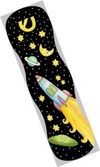 Spaceship Self Adhesive Mezuzah by Mickie Caspi - Kosher Parchment included
