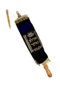 OUT OF STOCK Megillah Scroll Replica 2 sizes - Velvet Mantel & Yad - Purim classroom resource