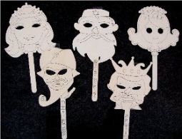 Purim Wooden Masks Set of 5