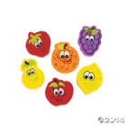 Fruit Character Erasers set of 12 include grapes, apples, pears, strawberries, oranges and lemons