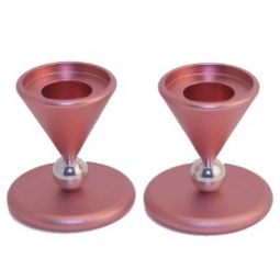 Anodized Aluminum Small Pair of Shabbat Candlesticks 2.5" Made in Israel by Dabbah