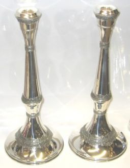 925 Sterling Silver Filigree Shabbat Candlesticks Made in Israel by ZADOK 13'' tall