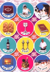 Hebrew Vocabulary Photo Quality Stickers 1.2" Shabbat Set of 120 Made in Israel