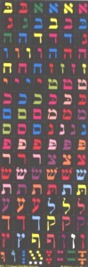 Colored Alef Bet Squares Jewish Stickers Background Black