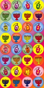 Dreidel & Menorah Colorful Chanukah Stickers / Jumbo Dots 336 per Pack