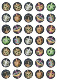 Chanukah Dreidels Foil Stickers Set of 350
