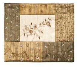 Embroidered Silk Tallit / Tallis Bag - Pomegranate Quilt in Gold By Emanuel