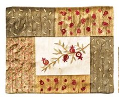 Embroidered Silk Tallit / Tallis Bag - Pomegranate Quilt in Red By Emanuel