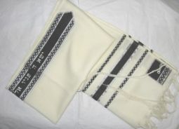 American Designer Priestly Blessing Black Silver Zigzag Crepe Tallit By Precious Heirloom