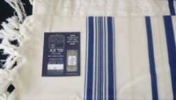 Traditional 100% Wool Talllit 60" Blue Stripes Blue Tacheles Tzitzit / Tzitzis