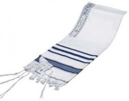 Traditional Acrylic Tallit / Atarah with Blessing Made in Israel