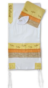Doves Embroidered Women's Designer Tallit / Prayer Shawl with Bag & Kippah Made in Israel By Lily