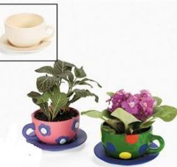 Design Your Own Ceramic Tea Cup Planters Great for Tu B'Shvat Project Set of 6