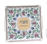 Spring Floral Matzah Tray / Plate 10"x10"